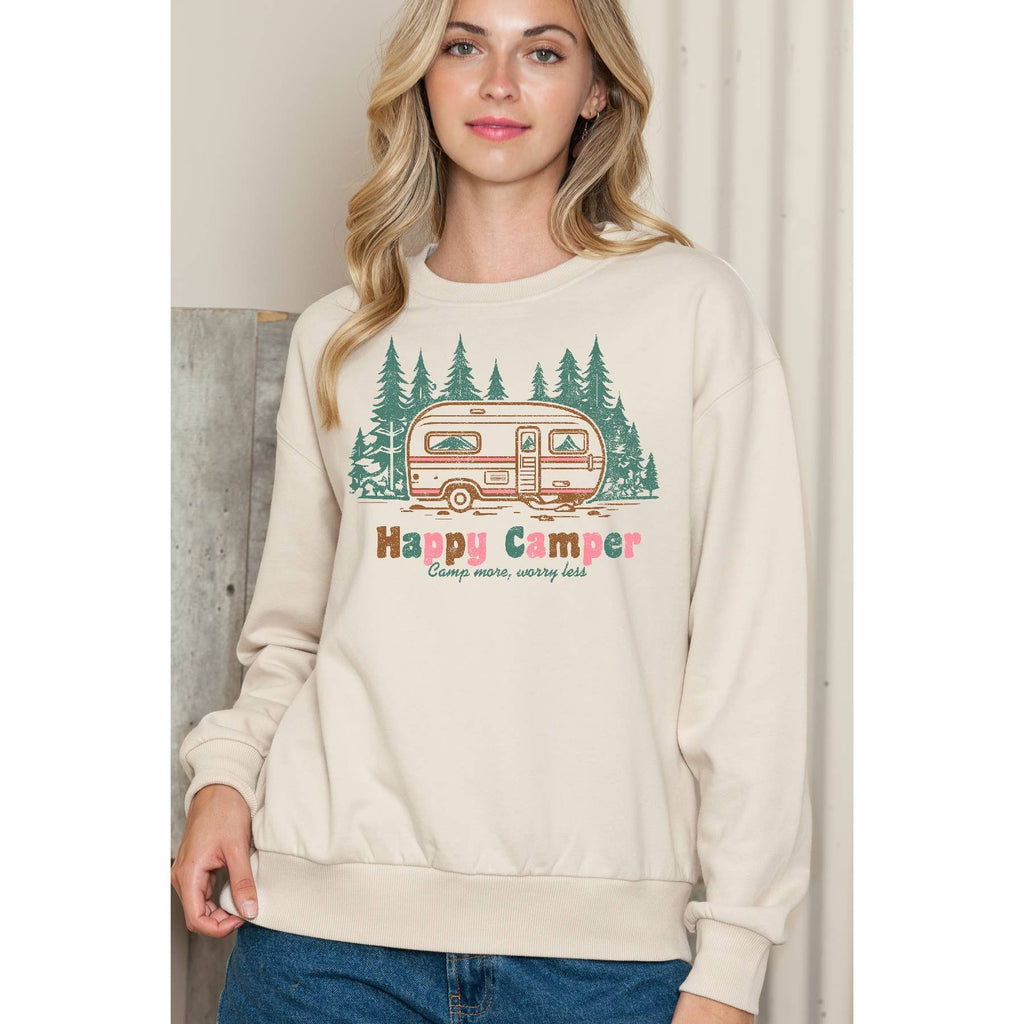 Happy Camper Crewneck - Adult & Kids T-Shirts, Sweatshirts & Hoodies apparel design preview 1