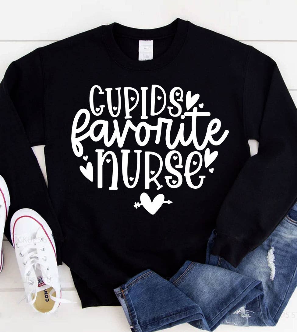 Cupid's Favorite Nurse Valentine's Day Sweet - Adult & Kids T-Shirts, Sweatshirts & Hoodies apparel design preview 1