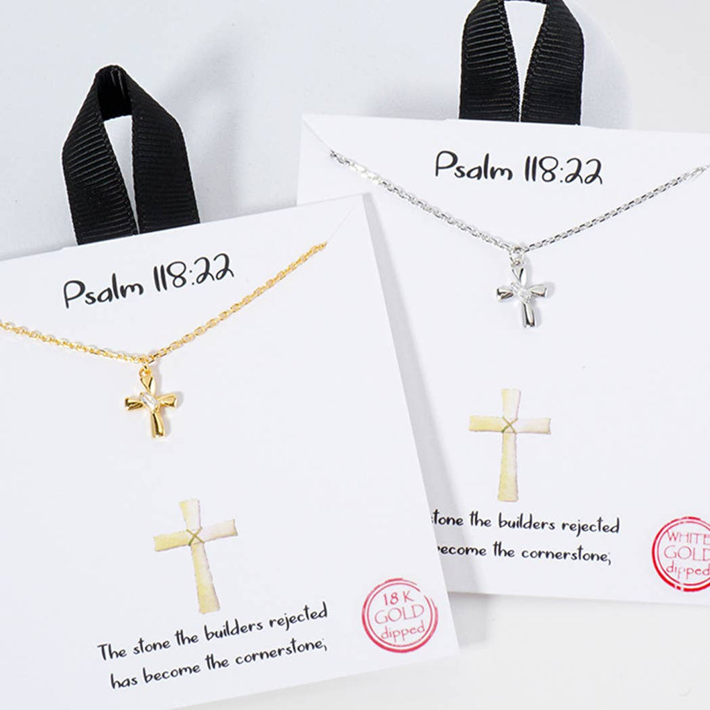 Psalm 118 22 Cross Cz Paved Pendant Necklace - Adult & Kids T-Shirts, Sweatshirts & Hoodies apparel design preview 1