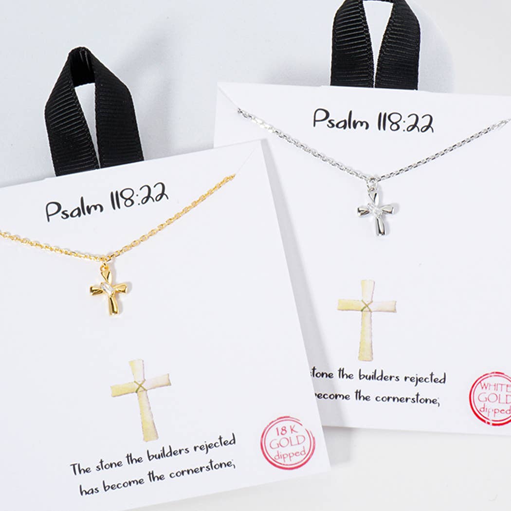Psalm 118 22 Cross Cz Paved Pendant Necklace - Adult & Kids T-Shirts, Sweatshirts & Hoodies apparel design preview 1