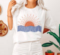 Sunrise and Waves Line Art - Adult & Kids T-Shirts, Sweatshirts & Hoodies apparel design preview 1