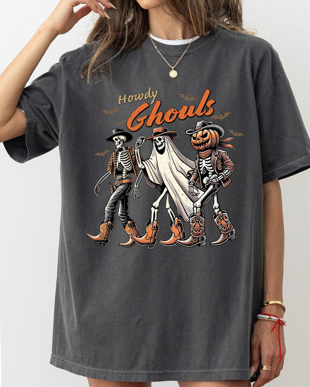 Howdy Ghouls, Cowboy, Vintage, Western Halloween - Adult & Kids T-Shirts, Sweatshirts & Hoodies apparel design preview 1