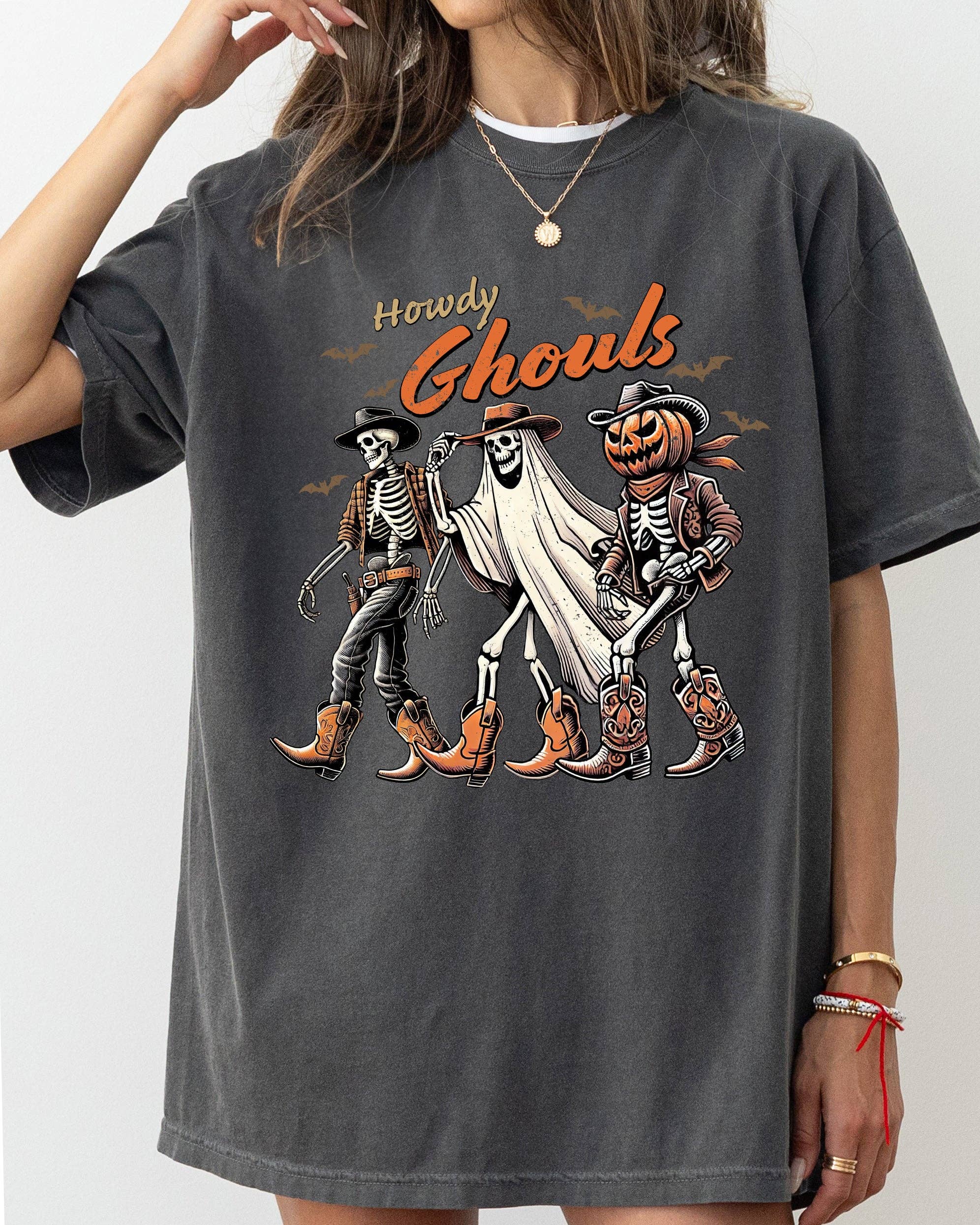 Howdy Ghouls, Cowboy, Vintage, Western Halloween - Adult & Kids T-Shirts, Sweatshirts & Hoodies apparel design preview 1