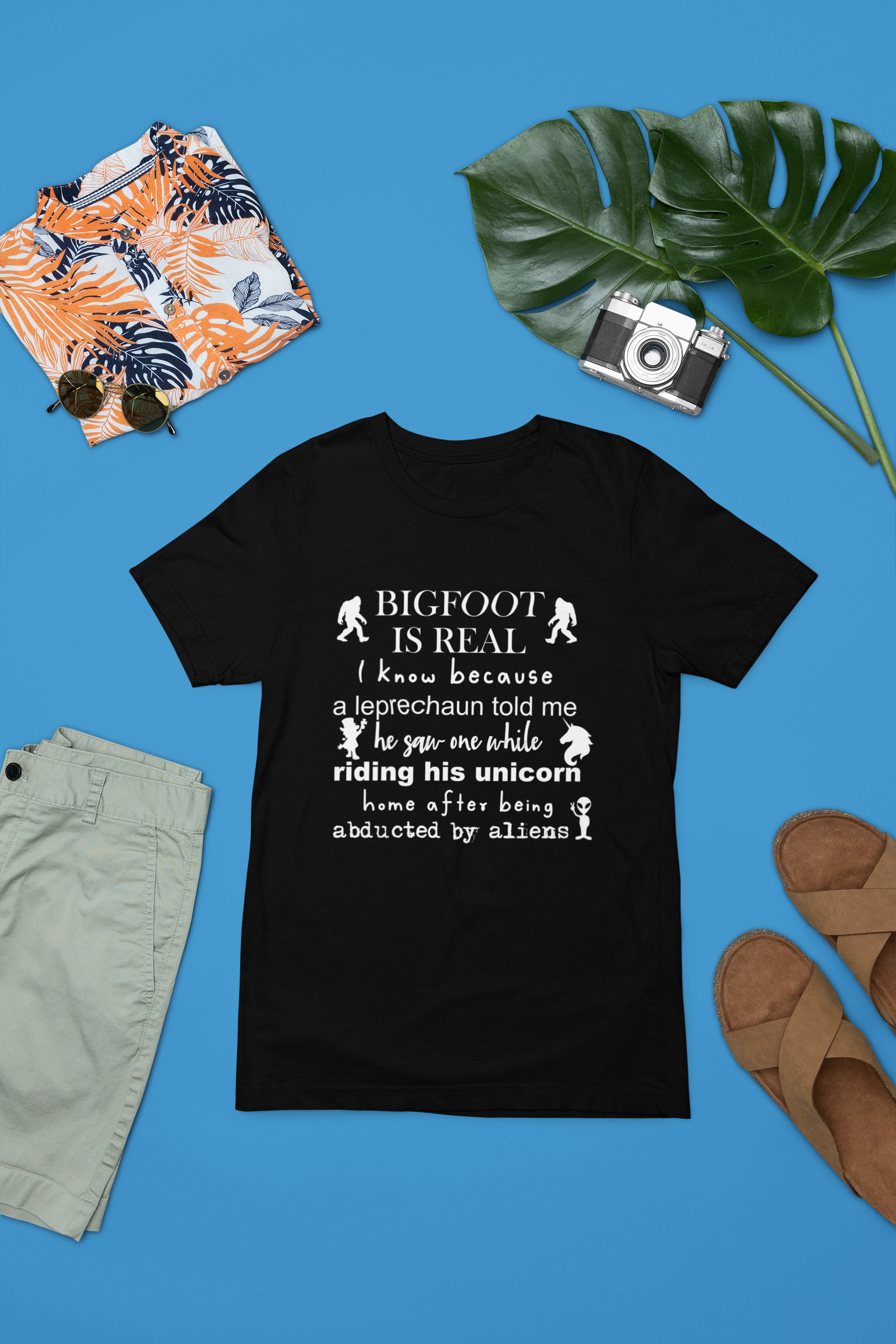 Bigfoot Is Real (Black or Light Blue) - Adult & Kids T-Shirts, Sweatshirts & Hoodies apparel design preview 1
