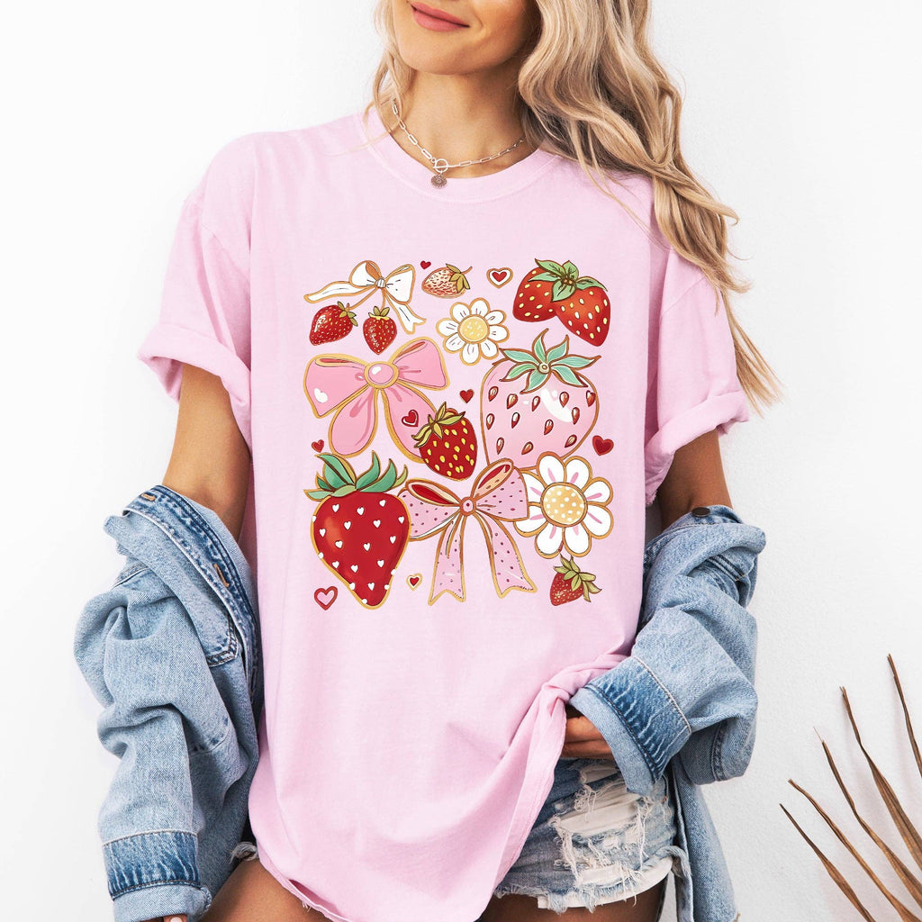 Retro Strawberries, Daisies, Cute, Adorable - Adult & Kids T-Shirts, Sweatshirts & Hoodies apparel design preview 1