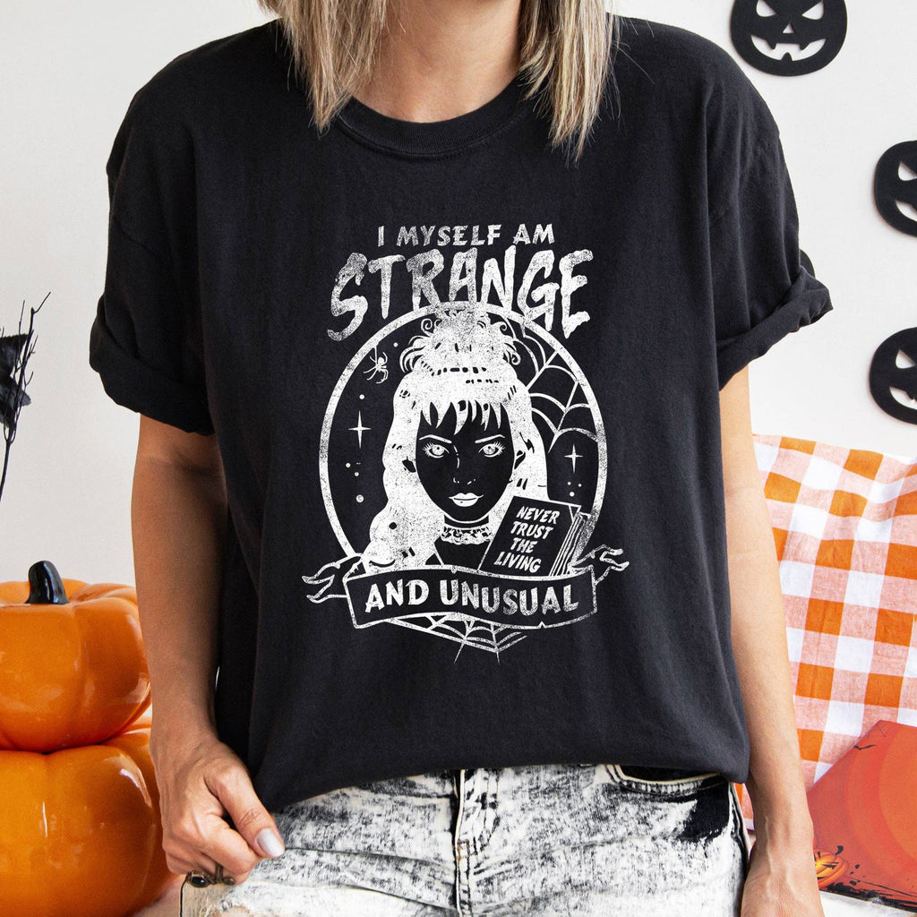 I Myself Am Strange Retro Halloween White Print - Adult & Kids T-Shirts, Sweatshirts & Hoodies apparel design preview 1