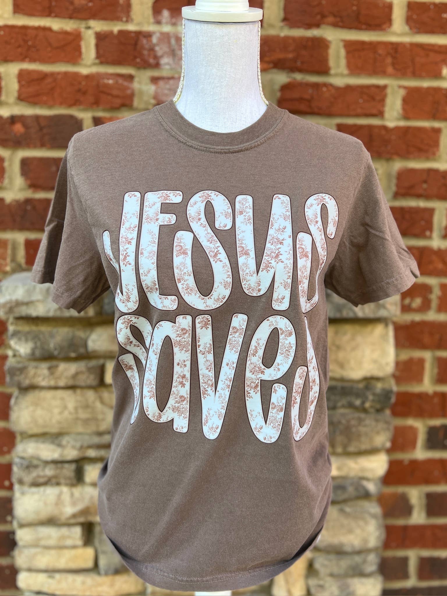 Jesus Saves Floral On Comfort Colors Espresso - Adult & Kids T-Shirts, Sweatshirts & Hoodies apparel design preview 1