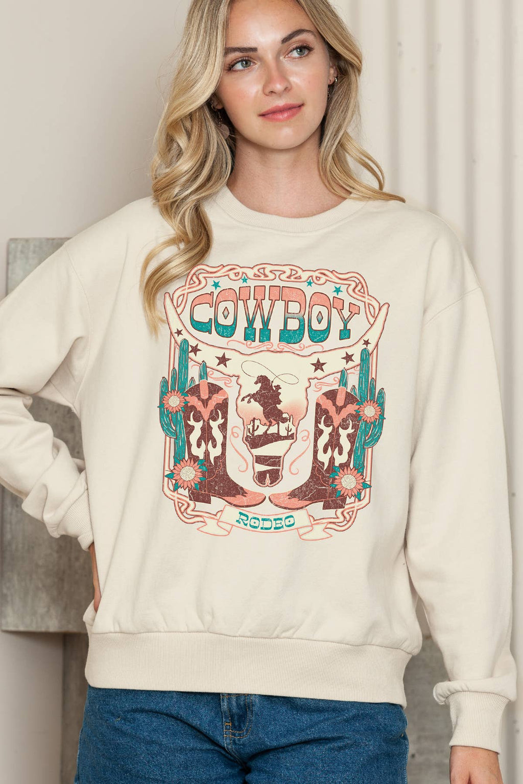 Women Cowboy Rodeo Graphic Print Sweater Top - Adult & Kids T-Shirts, Sweatshirts & Hoodies apparel design preview 1
