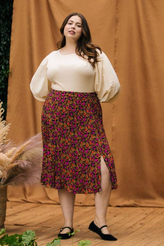 Plus Size Pleated Print Midi Skirt - Adult & Kids T-Shirts, Sweatshirts & Hoodies apparel design preview 1