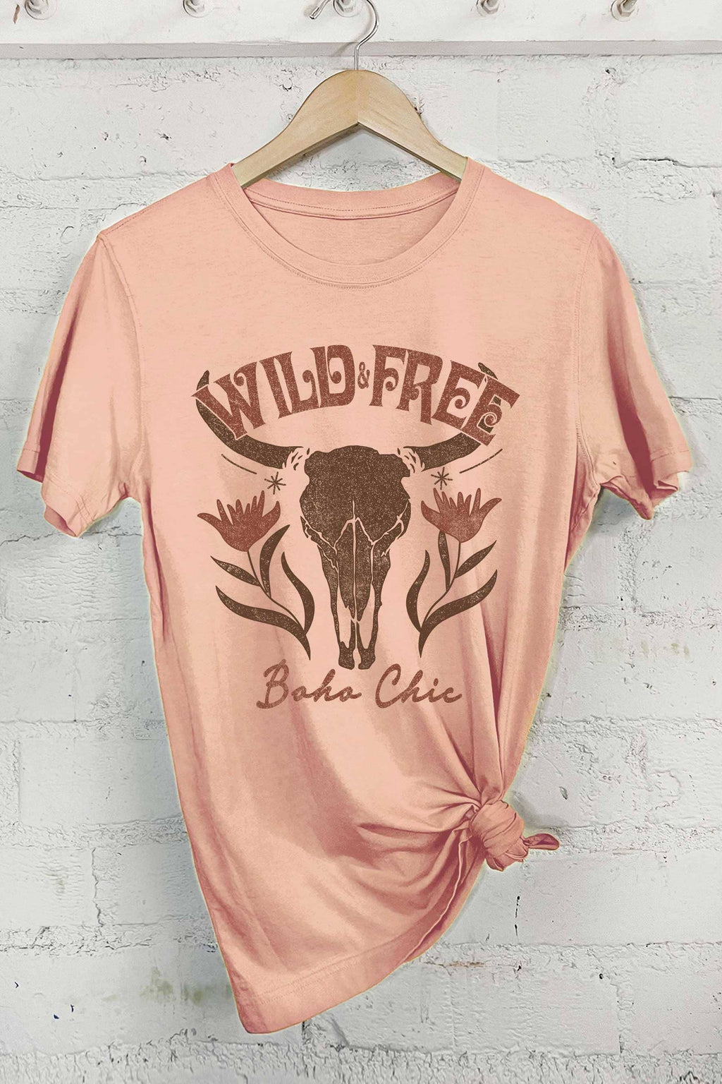 Wild Free Flower Cow Skull Graphic - Adult & Kids T-Shirts, Sweatshirts & Hoodies apparel design preview 1