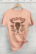 Wild Free Flower Cow Skull Graphic - Adult & Kids T-Shirts, Sweatshirts & Hoodies apparel design preview 1