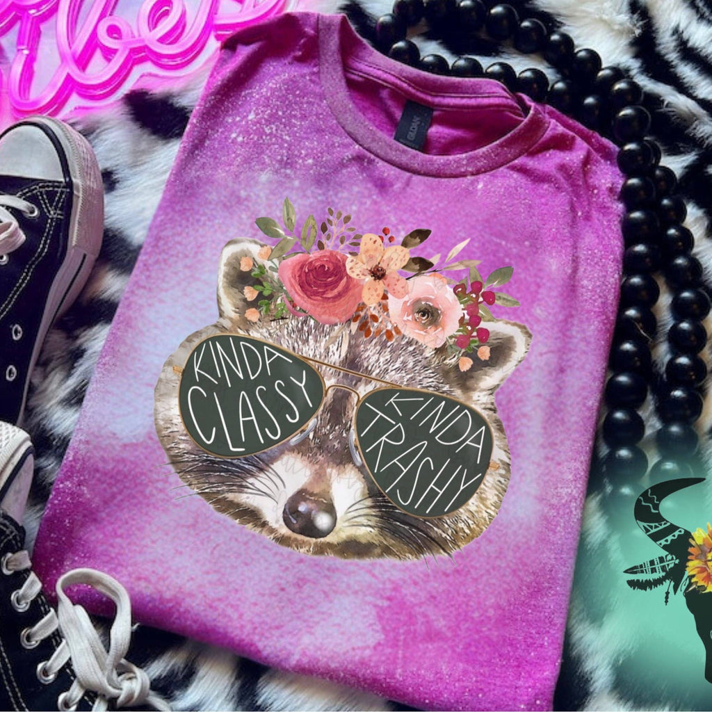 Kinda Classy Trashy Funny Raccoon Bleached - Adult & Kids T-Shirts, Sweatshirts & Hoodies apparel design preview 1