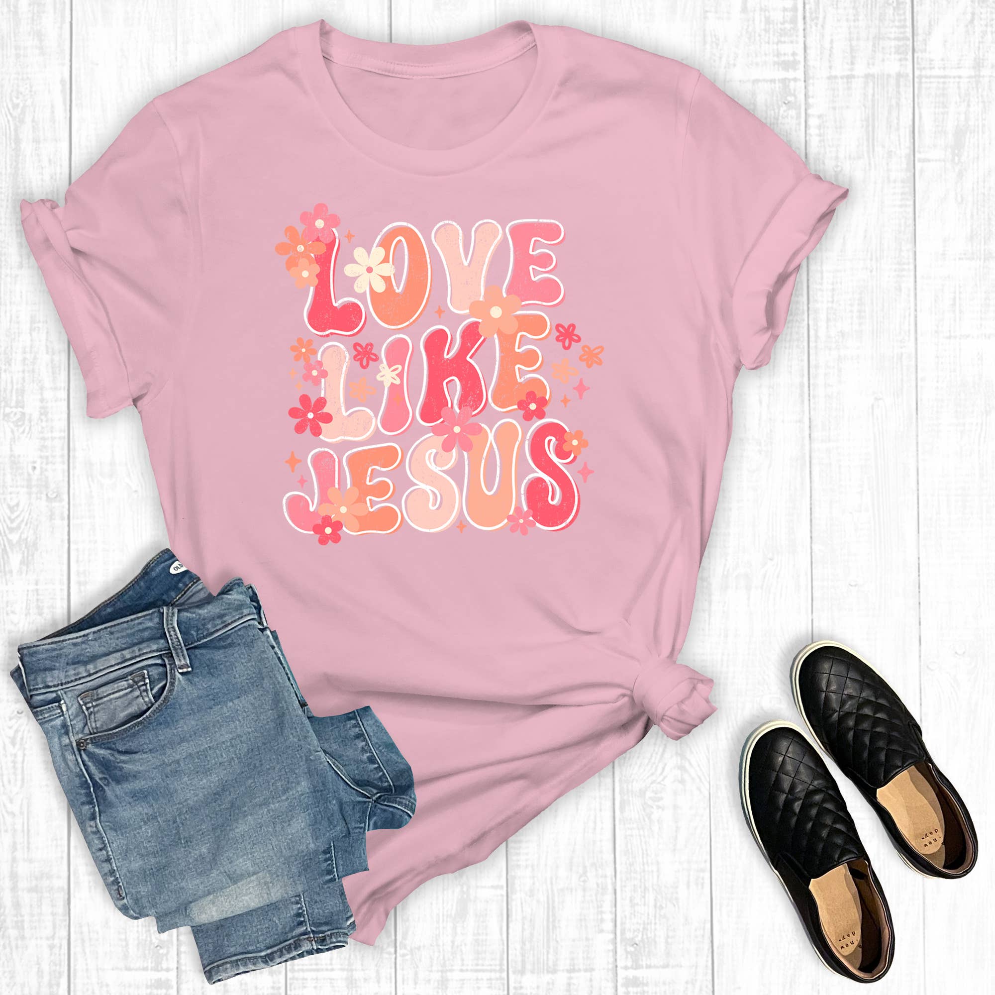 Retro Love Like Jesus Graphic - Adult & Kids T-Shirts, Sweatshirts & Hoodies apparel design preview 1