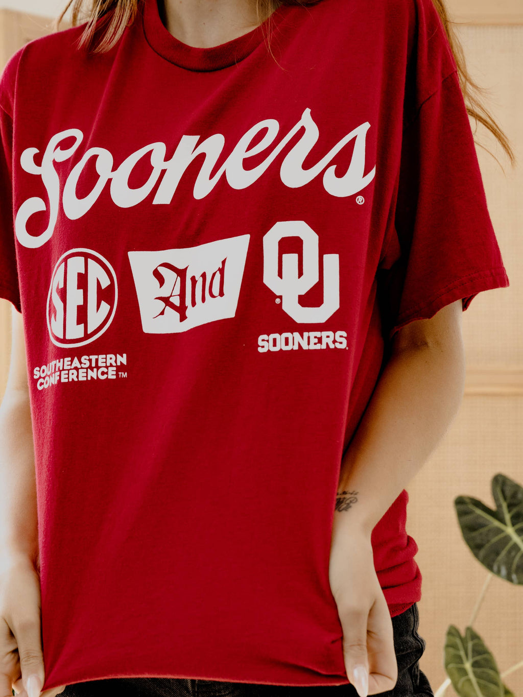 Ou Oklahoma Sooners Sec Tap Crimson Thrifted - Adult & Kids T-Shirts, Sweatshirts & Hoodies apparel design preview 1