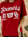 Ou Oklahoma Sooners Sec Tap Crimson Thrifted - Adult & Kids T-Shirts, Sweatshirts & Hoodies apparel design preview 1