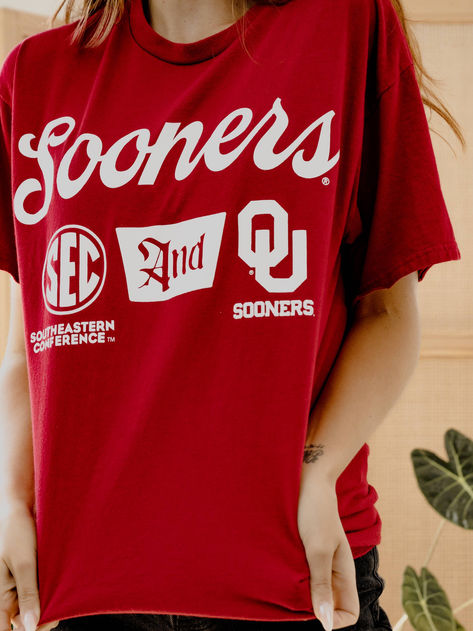 Ou Oklahoma Sooners Sec Tap Crimson Thrifted - Adult & Kids T-Shirts, Sweatshirts & Hoodies apparel design preview 1