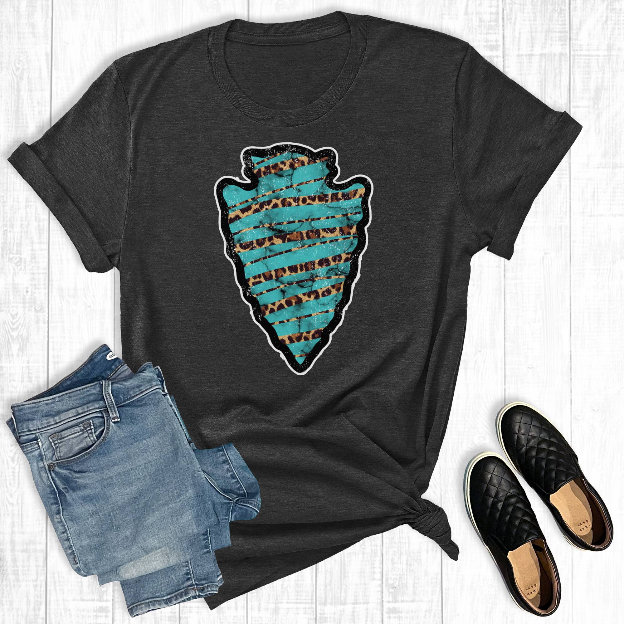 Western Turquoise Leopard Arrowhead Graphic - Adult & Kids T-Shirts, Sweatshirts & Hoodies apparel design preview 1