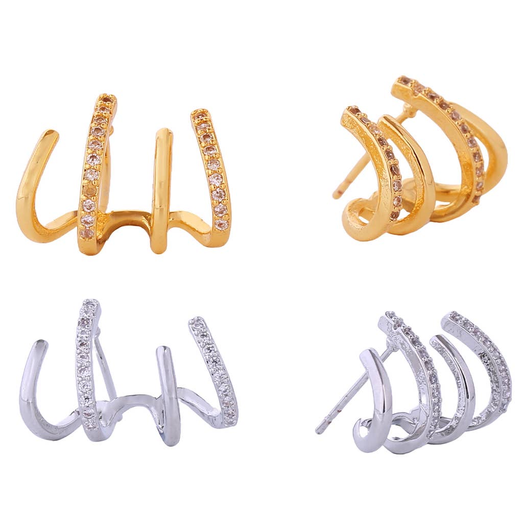 14K Dipped Claw Shaped Cz Post Earrings - Adult & Kids T-Shirts, Sweatshirts & Hoodies apparel design preview 1