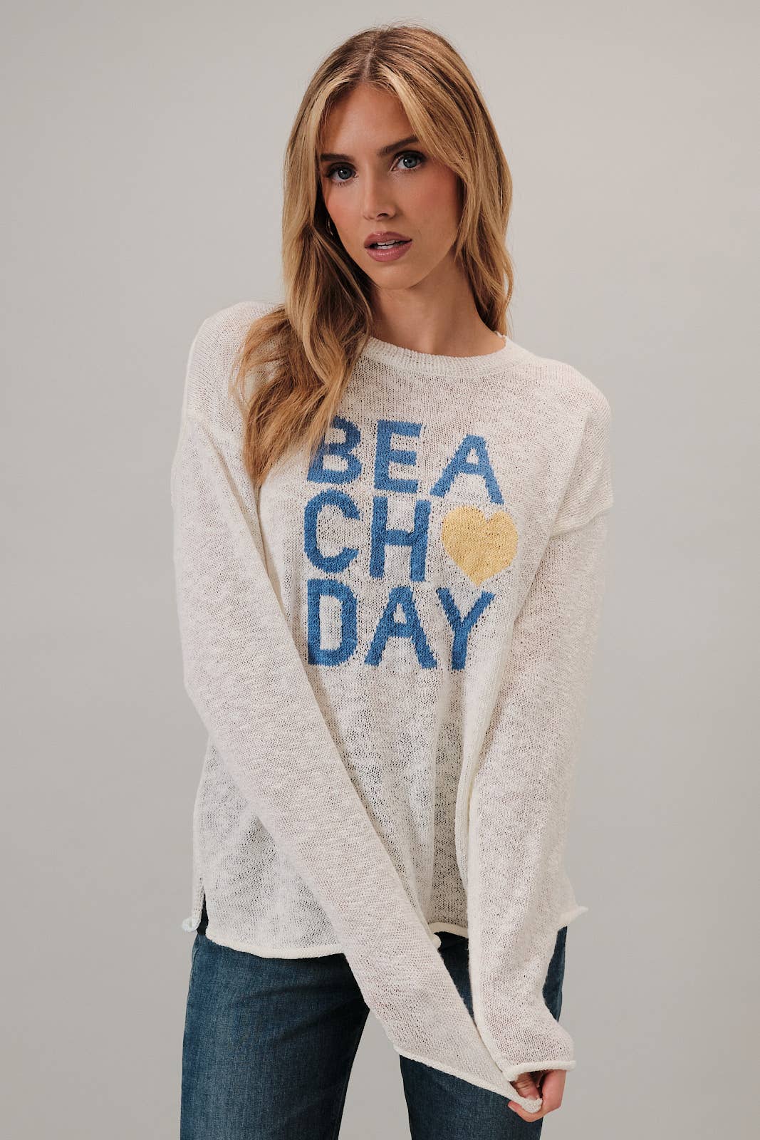 Round Neck "Beach Day" Graphic Lt Weight Sweater - Adult & Kids T-Shirts, Sweatshirts & Hoodies apparel design preview 1