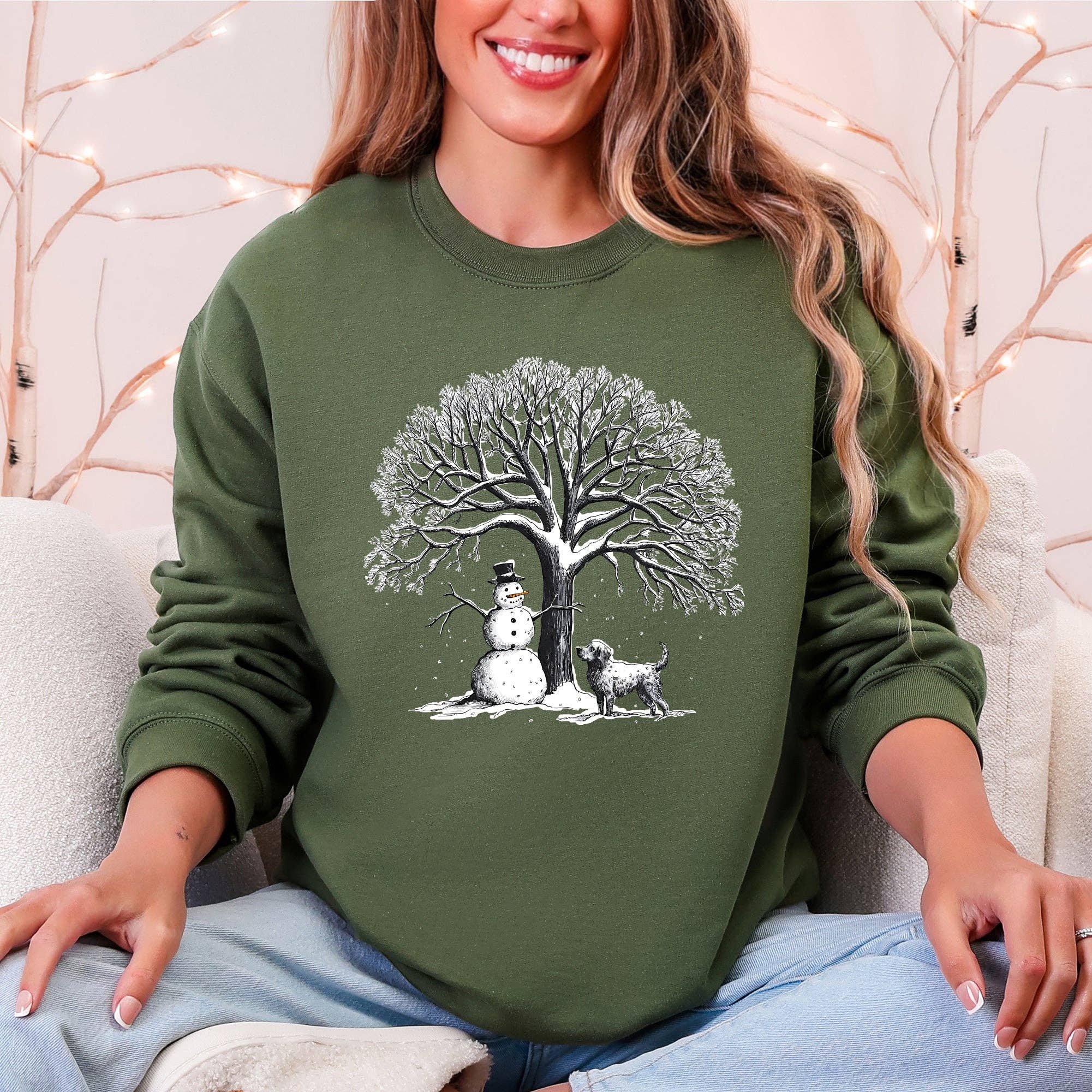 Snowman Dog, Christmas, Snow, Pets - Adult & Kids T-Shirts, Sweatshirts & Hoodies apparel design preview 1