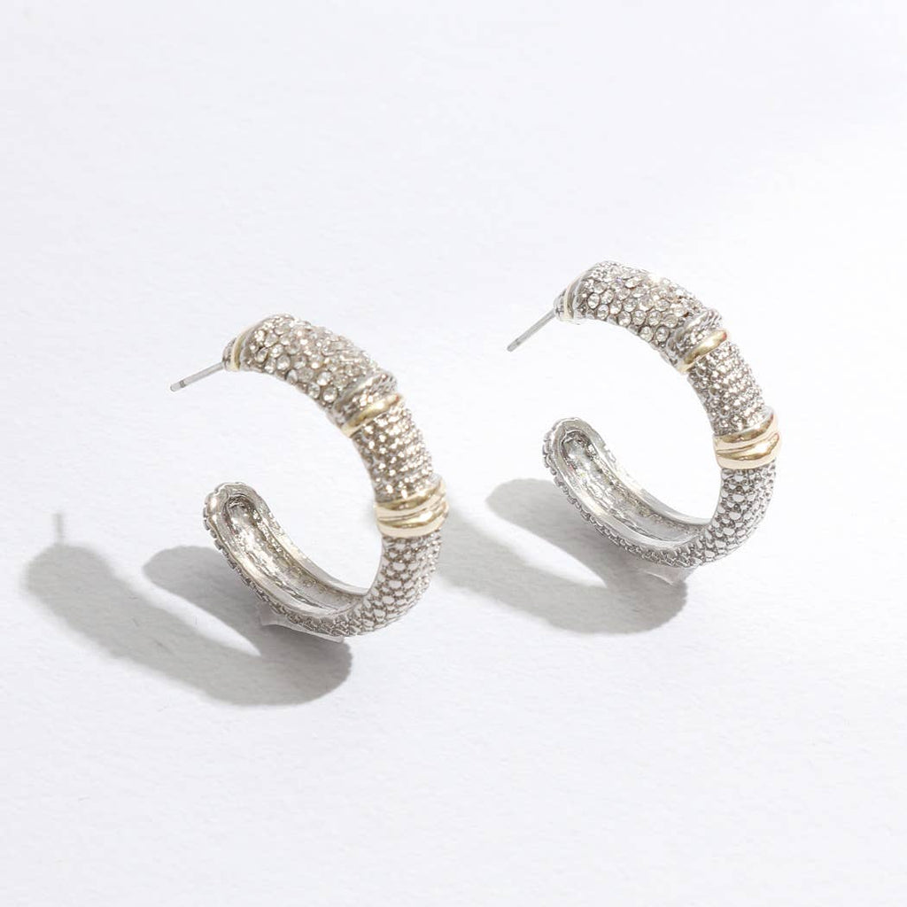 Cz Half Hoop Two Tone Designed Post Earrings - Adult & Kids T-Shirts, Sweatshirts & Hoodies apparel design preview 1