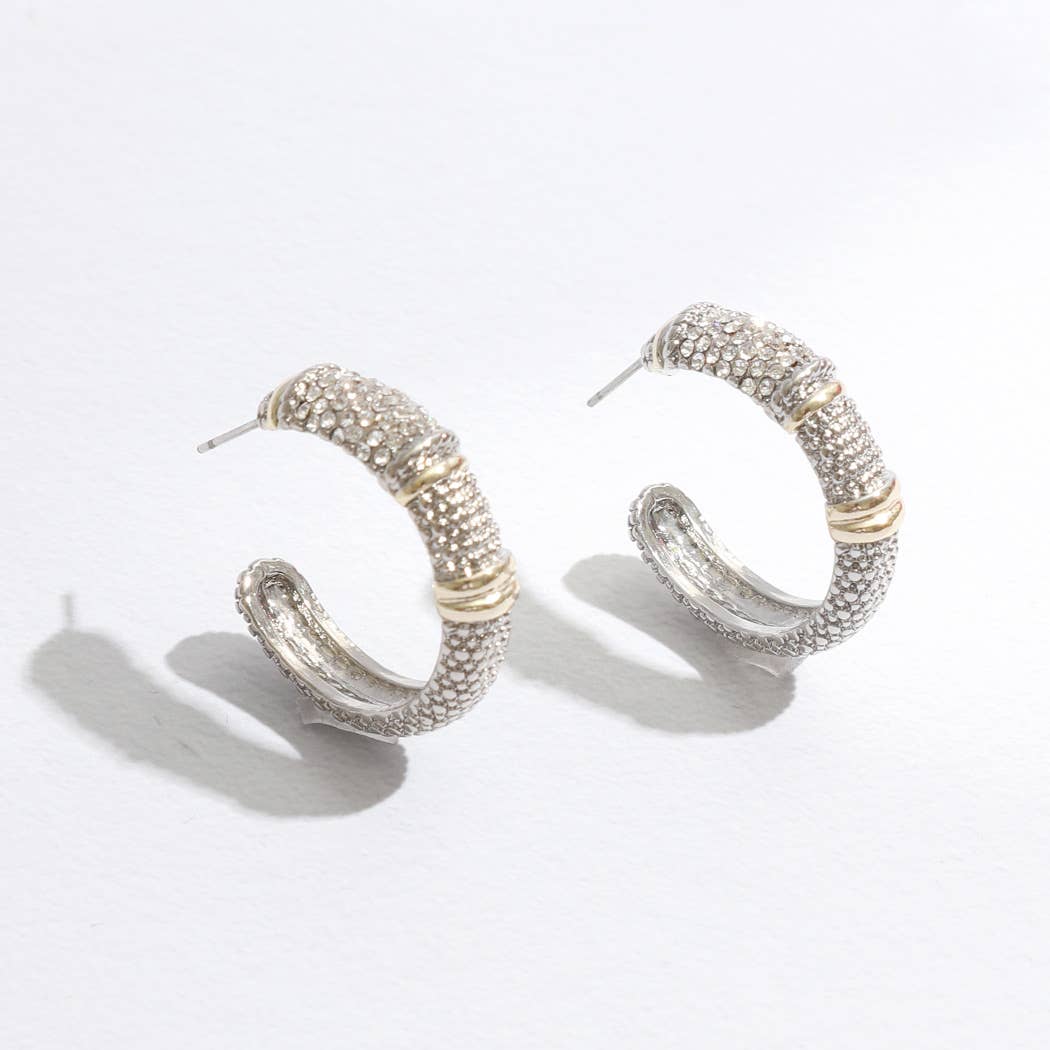 Cz Half Hoop Two Tone Designed Post Earrings - Adult & Kids T-Shirts, Sweatshirts & Hoodies apparel design preview 1