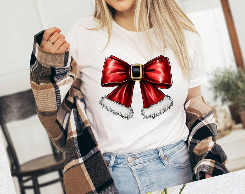 Christmas Coquette Bow Santa - Adult & Kids T-Shirts, Sweatshirts & Hoodies apparel design preview 1