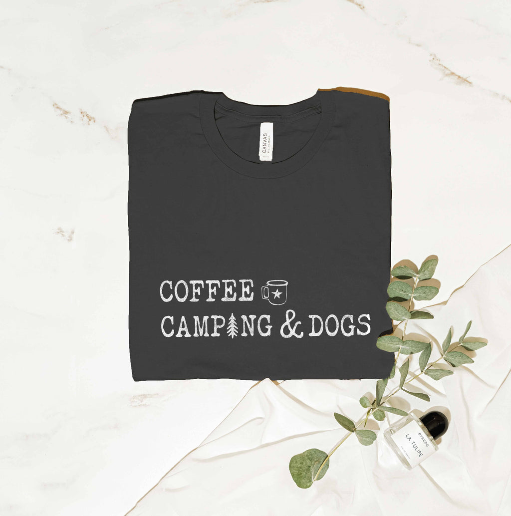 Coffee Camping and Dogs Graphic - Adult & Kids T-Shirts, Sweatshirts & Hoodies apparel design preview 1
