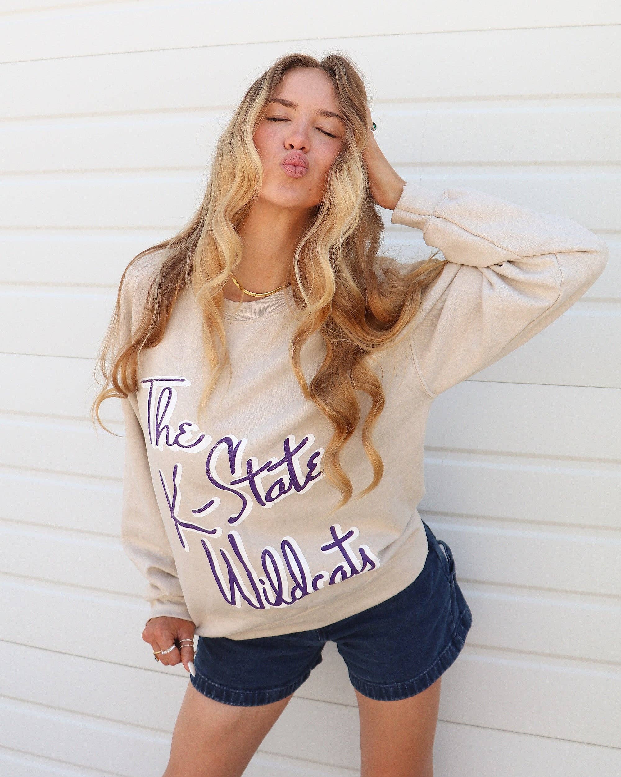 Kansas State Wildcats Beverly Sand Thrifted - Adult & Kids T-Shirts, Sweatshirts & Hoodies apparel design preview 1