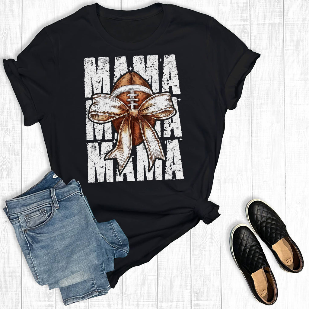Football Mama Coquette Bow Graphic - Adult & Kids T-Shirts, Sweatshirts & Hoodies apparel design preview 1