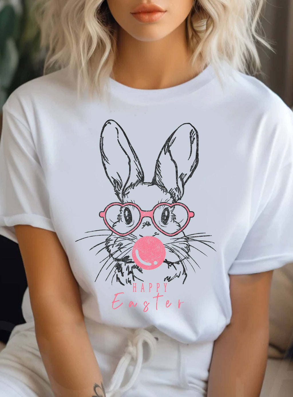 Happy Easter Bubble Gum Rabbit Graphic - Adult & Kids T-Shirts, Sweatshirts & Hoodies apparel design preview 1