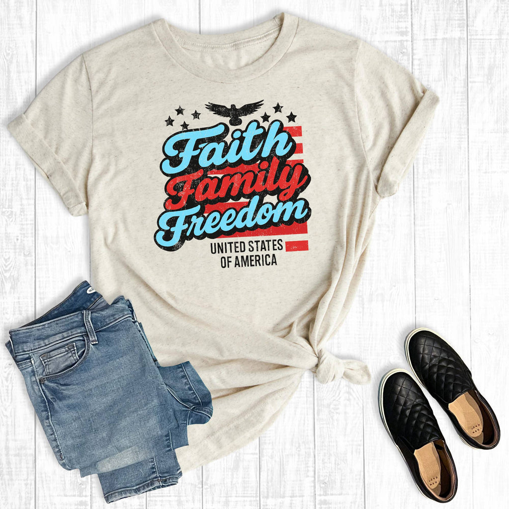 4th of July Faith Family Freedom Graphic - Adult & Kids T-Shirts, Sweatshirts & Hoodies apparel design preview 1