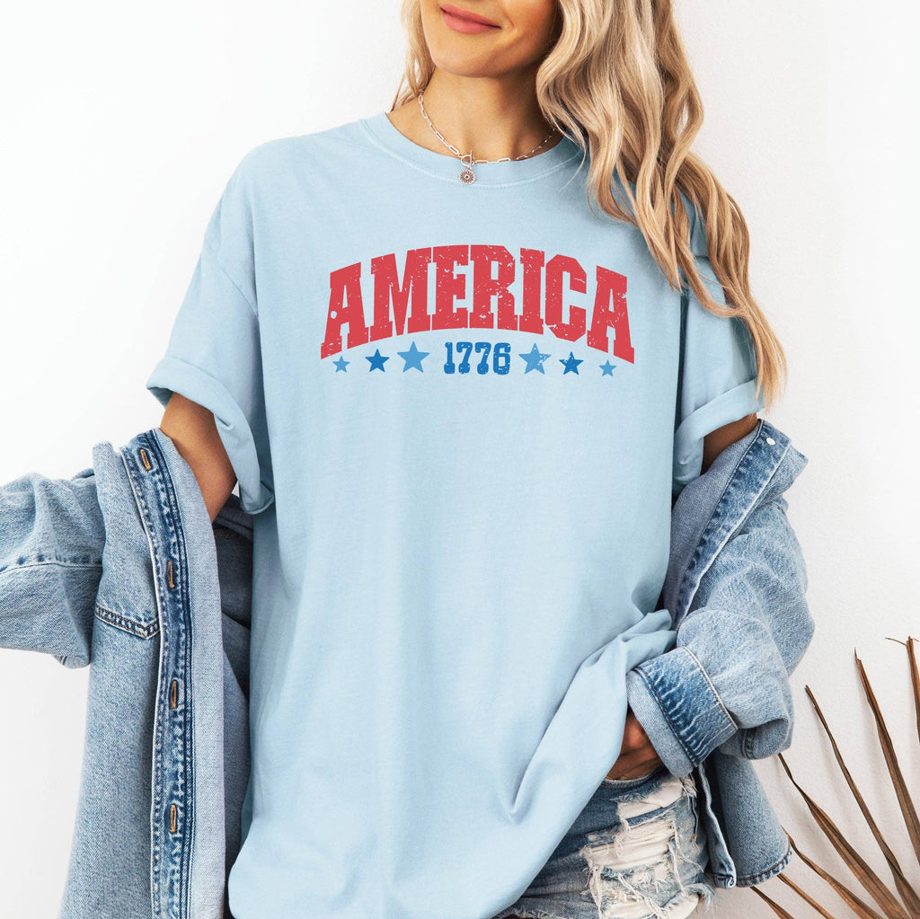 America 1776 Varsity Patriotic USA 4th of July - Adult & Kids T-Shirts, Sweatshirts & Hoodies apparel design preview 1