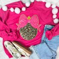 Pink Glitter Bow Leopard Ornament Sequin - Adult & Kids T-Shirts, Sweatshirts & Hoodies apparel design preview 1