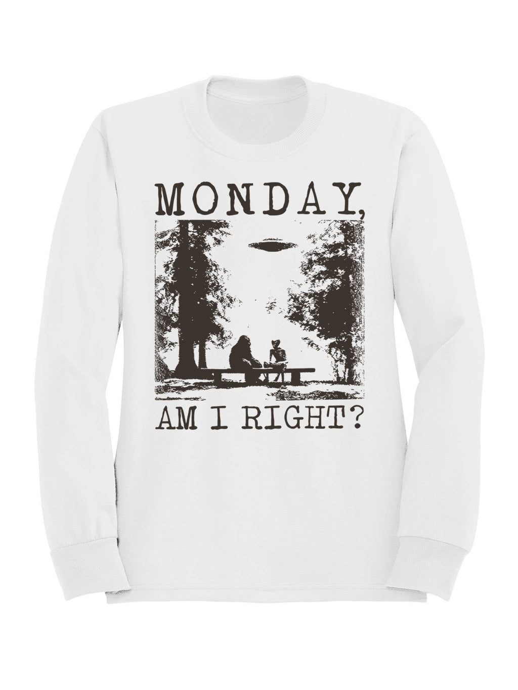 Monday Humor Ufo and Sasquatch Men's - Adult & Kids T-Shirts, Sweatshirts & Hoodies apparel design preview 1