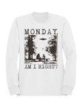 Monday Humor Ufo and Sasquatch Men's - Adult & Kids T-Shirts, Sweatshirts & Hoodies apparel design preview 1