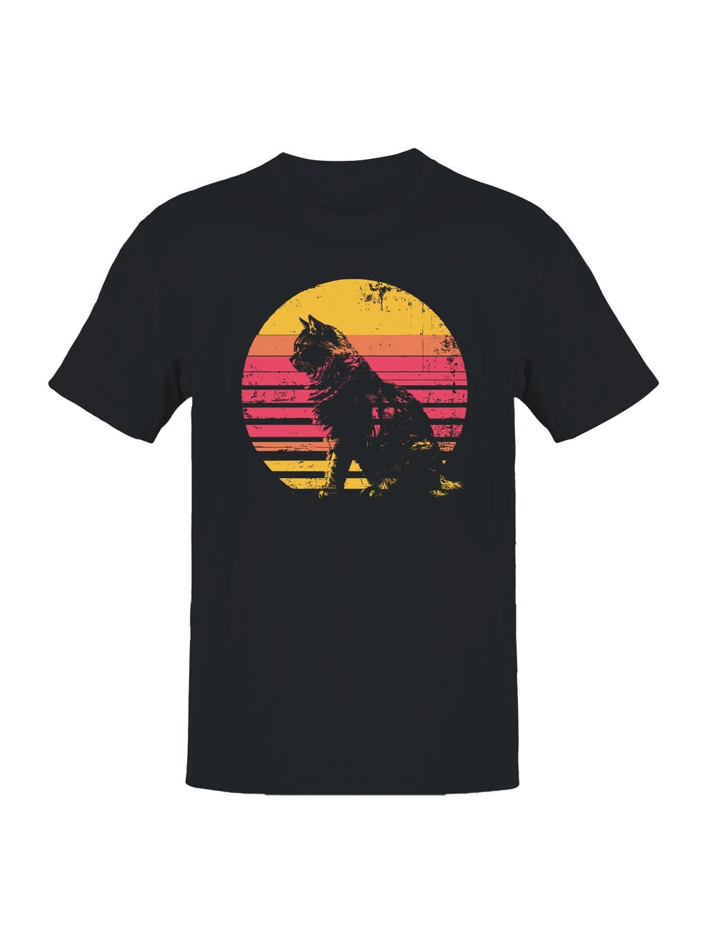 Retro Sunset Cat Silhouette Art Men's - Adult & Kids T-Shirts, Sweatshirts & Hoodies apparel design preview 1
