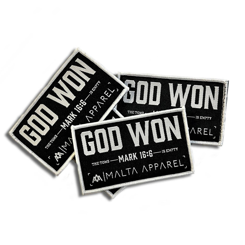 'God Won' Velcro Patch - Adult & Kids T-Shirts, Sweatshirts & Hoodies apparel design preview 1