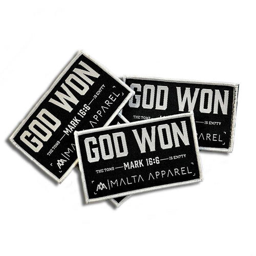 'God Won' Velcro Patch - Adult & Kids T-Shirts, Sweatshirts & Hoodies apparel design preview 1
