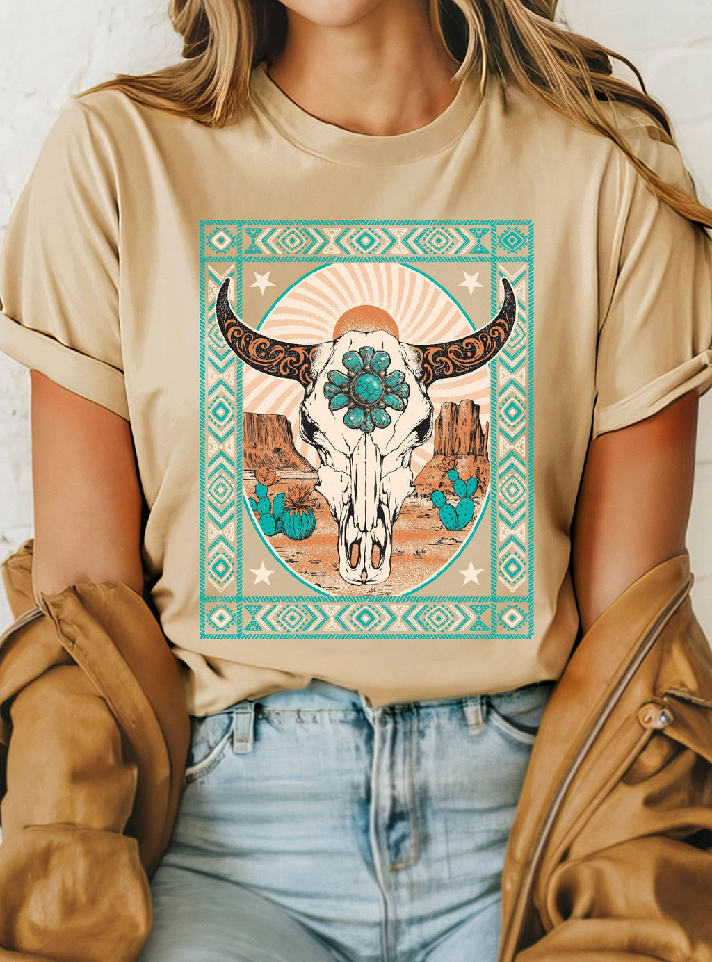 Desert Cowskull Graphic - Adult & Kids T-Shirts, Sweatshirts & Hoodies apparel design preview 1