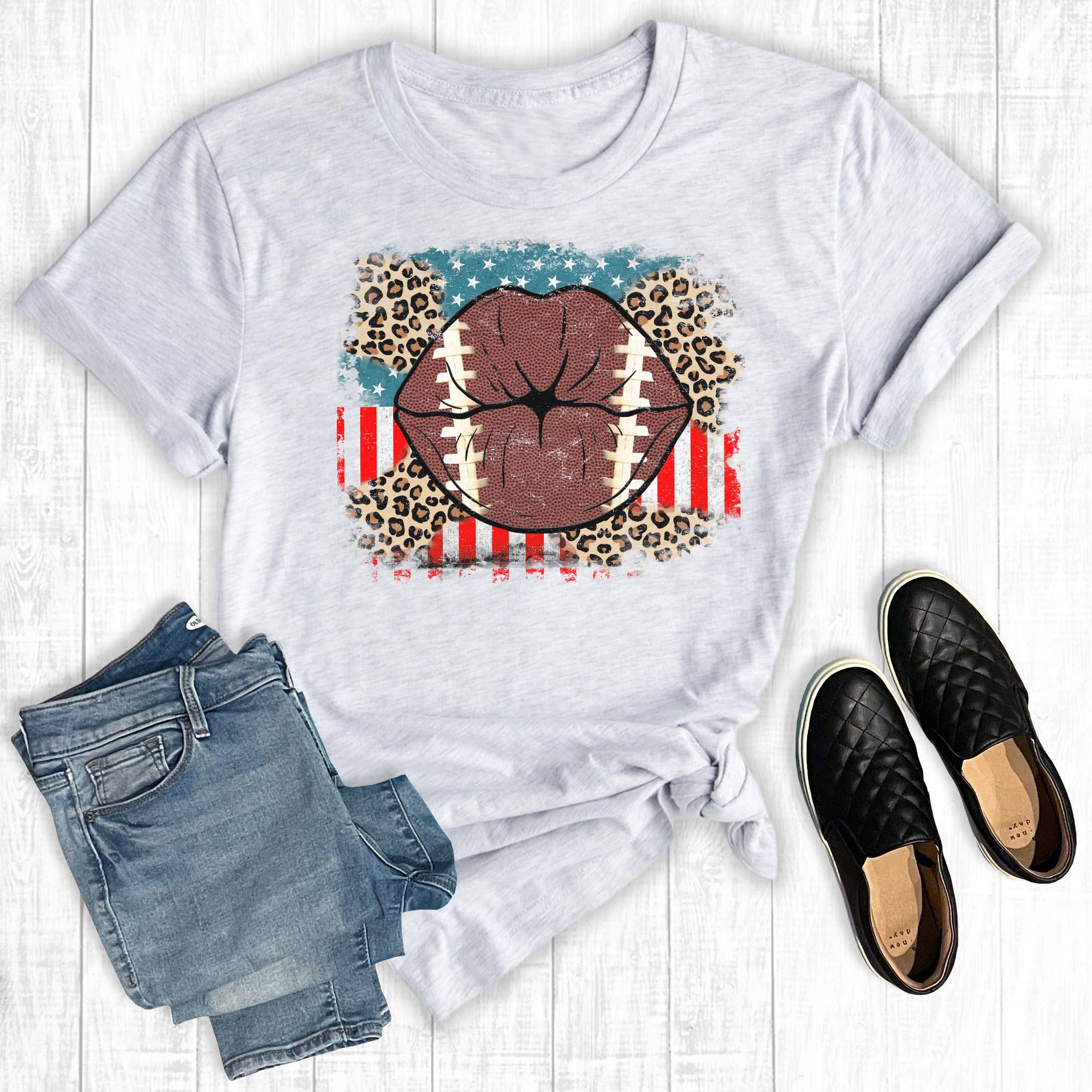 Leopard America Football Lips - Adult & Kids T-Shirts, Sweatshirts & Hoodies apparel design preview 1