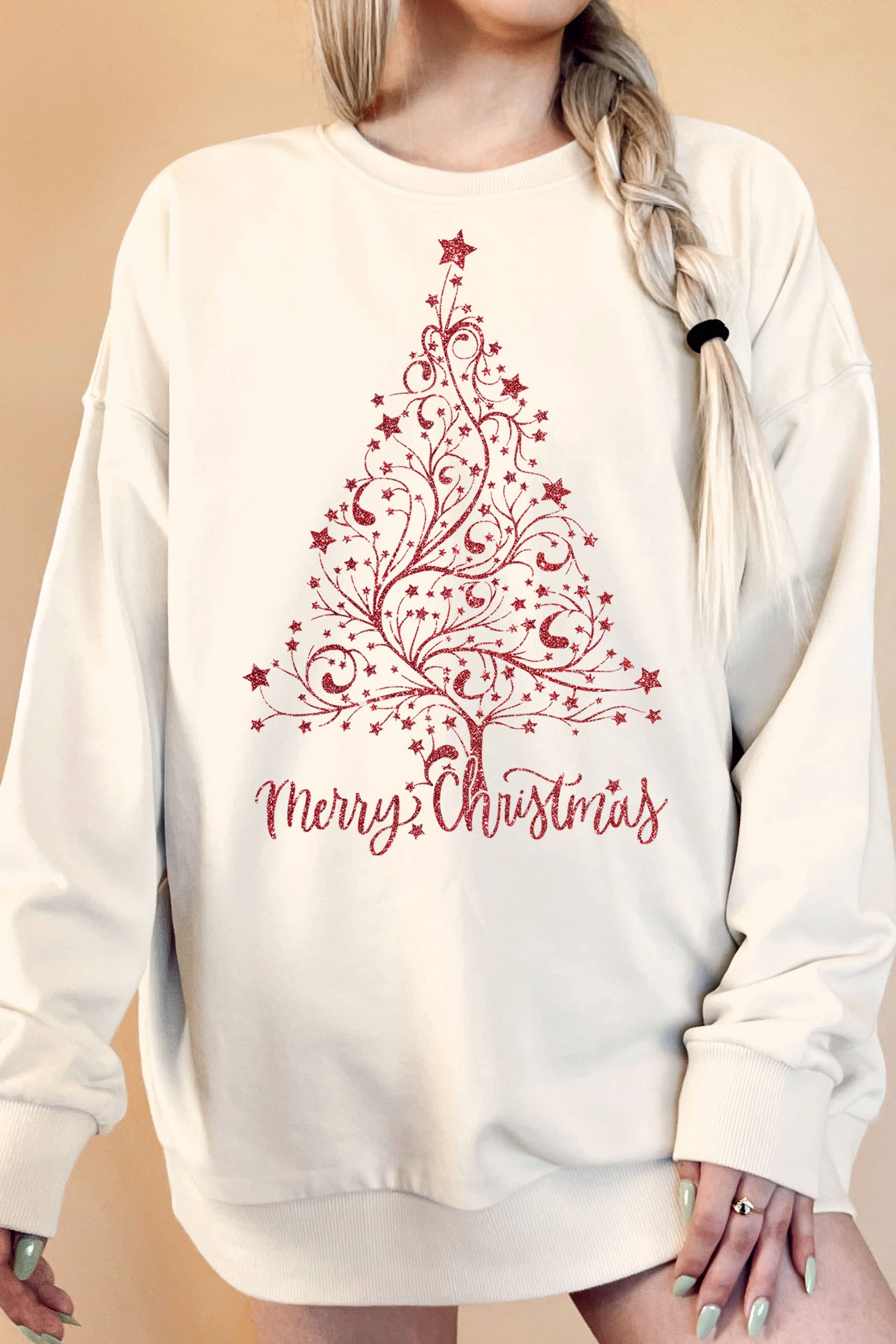 Glitter Christmas Tree Oversize Graphic Terry - Adult & Kids T-Shirts, Sweatshirts & Hoodies apparel design preview 1