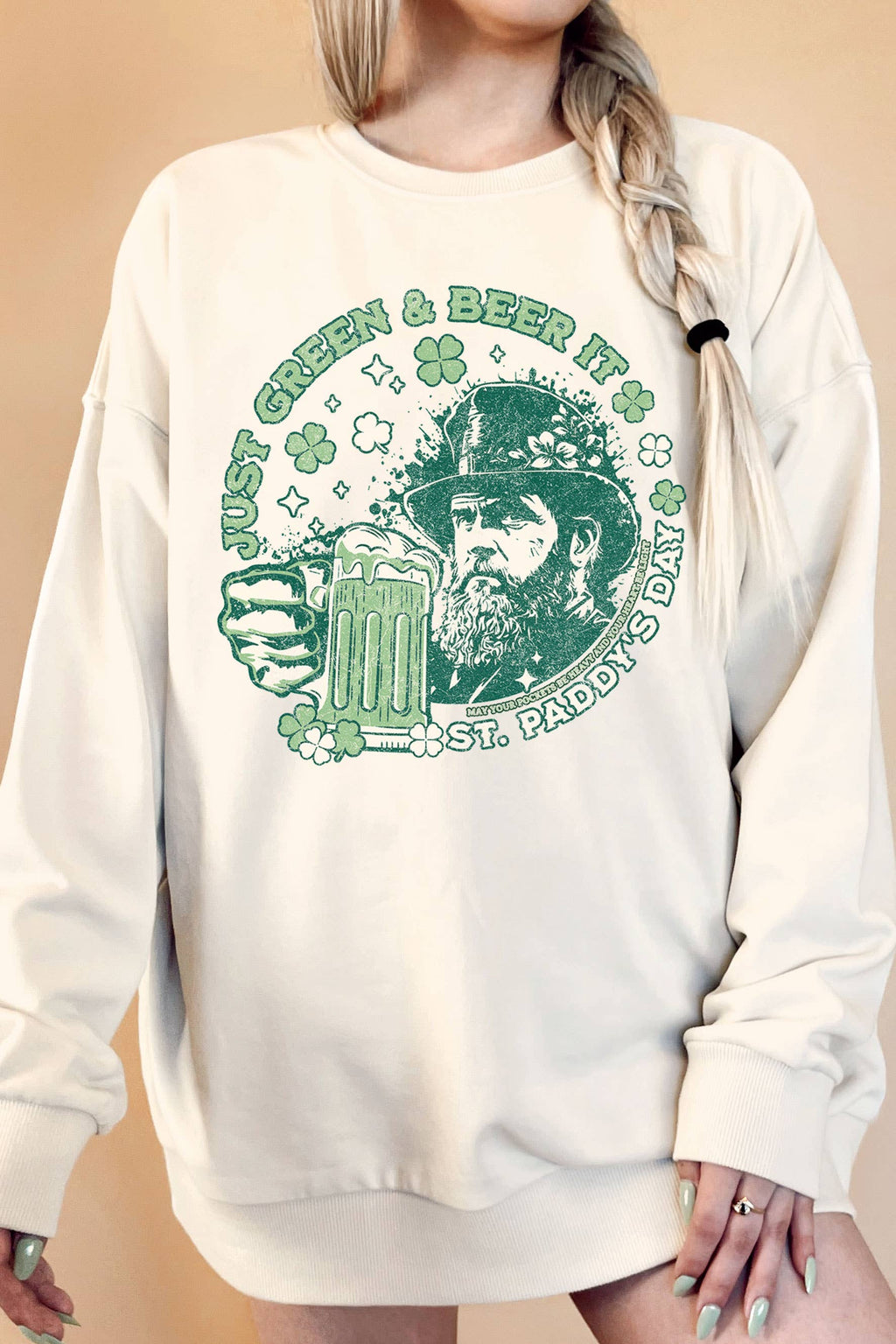 Just Green Beer It Oversized Terry - Adult & Kids T-Shirts, Sweatshirts & Hoodies apparel design preview 1