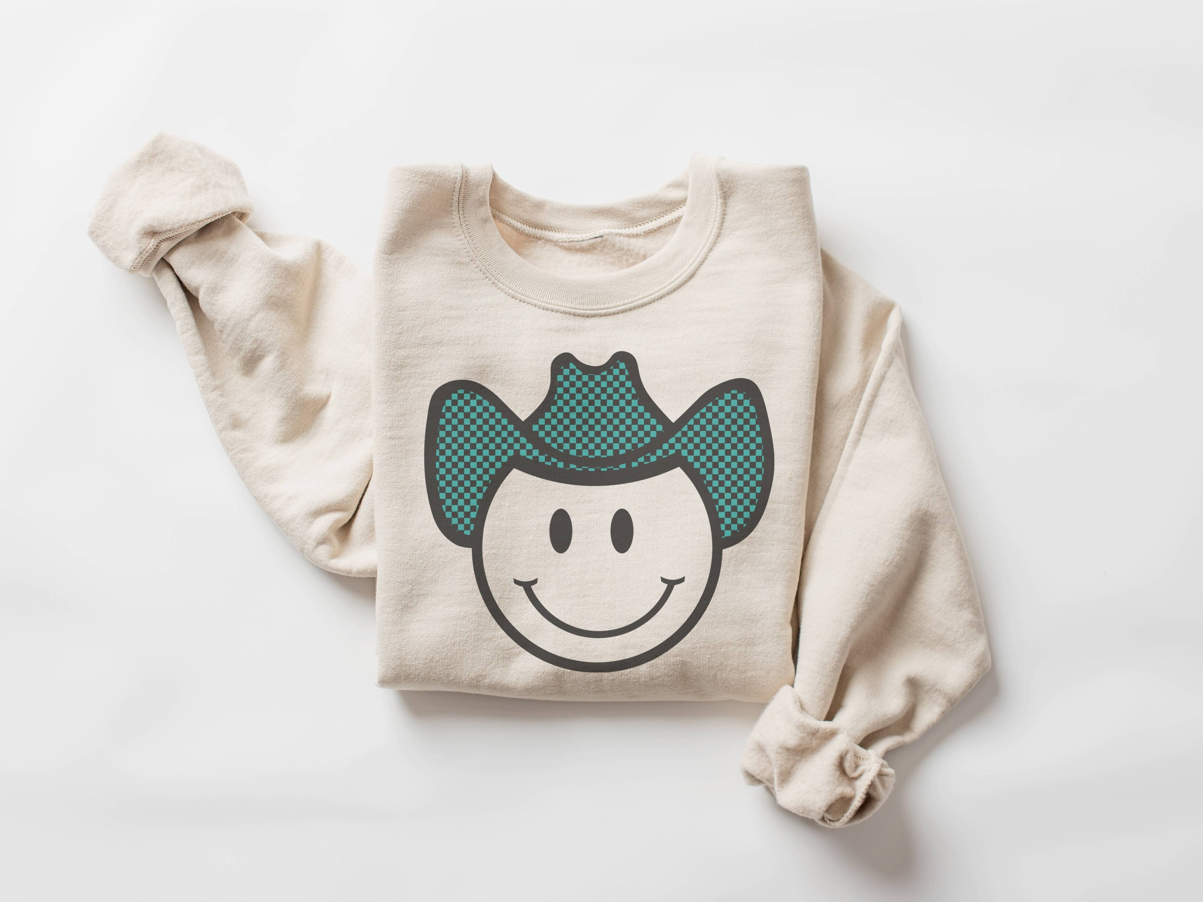 Cowboy Happy Face Crew Neck Western Sweat - Adult & Kids T-Shirts, Sweatshirts & Hoodies apparel design preview 1