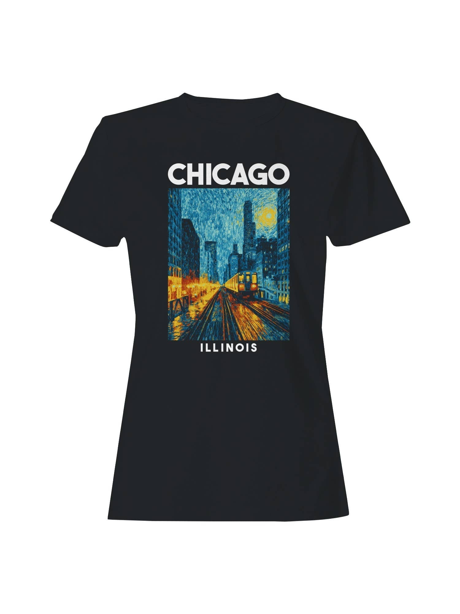 Chicago Starry Night Cityscape Art Women's - Adult & Kids T-Shirts, Sweatshirts & Hoodies apparel design preview 1