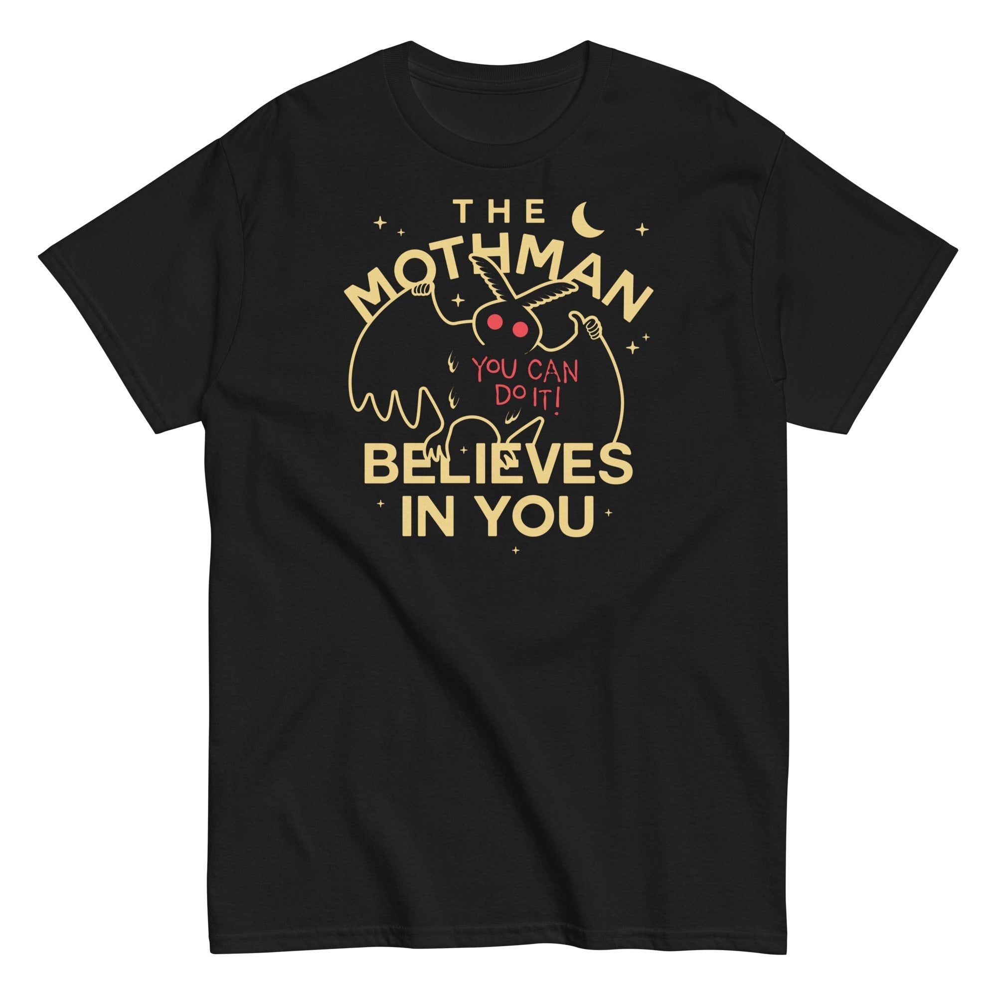 The Mothman Believes In You Men's Classic - Adult & Kids T-Shirts, Sweatshirts & Hoodies apparel design preview 1