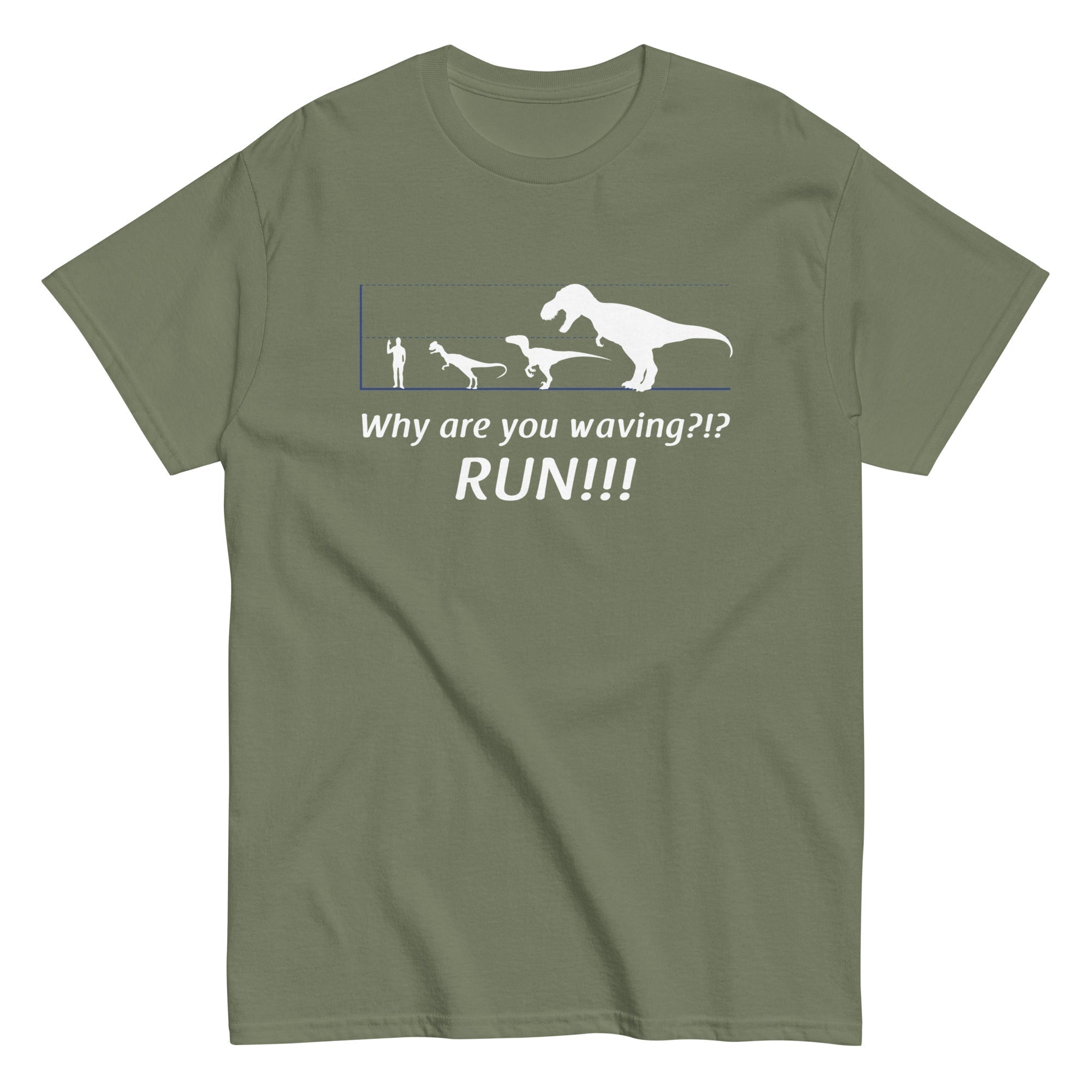 Why Are You Waving? Run! Men's Classic - Adult & Kids T-Shirts, Sweatshirts & Hoodies apparel design preview 1