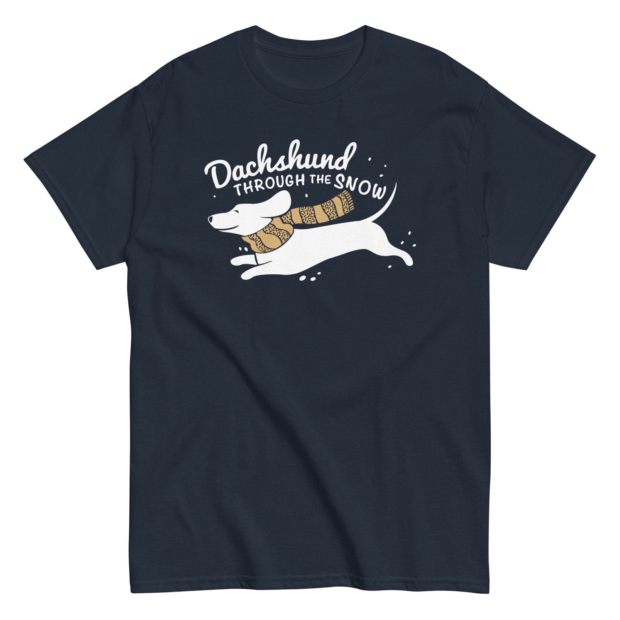 Dachshund Through The Snow Men's Classic - Adult & Kids T-Shirts, Sweatshirts & Hoodies apparel design preview 1