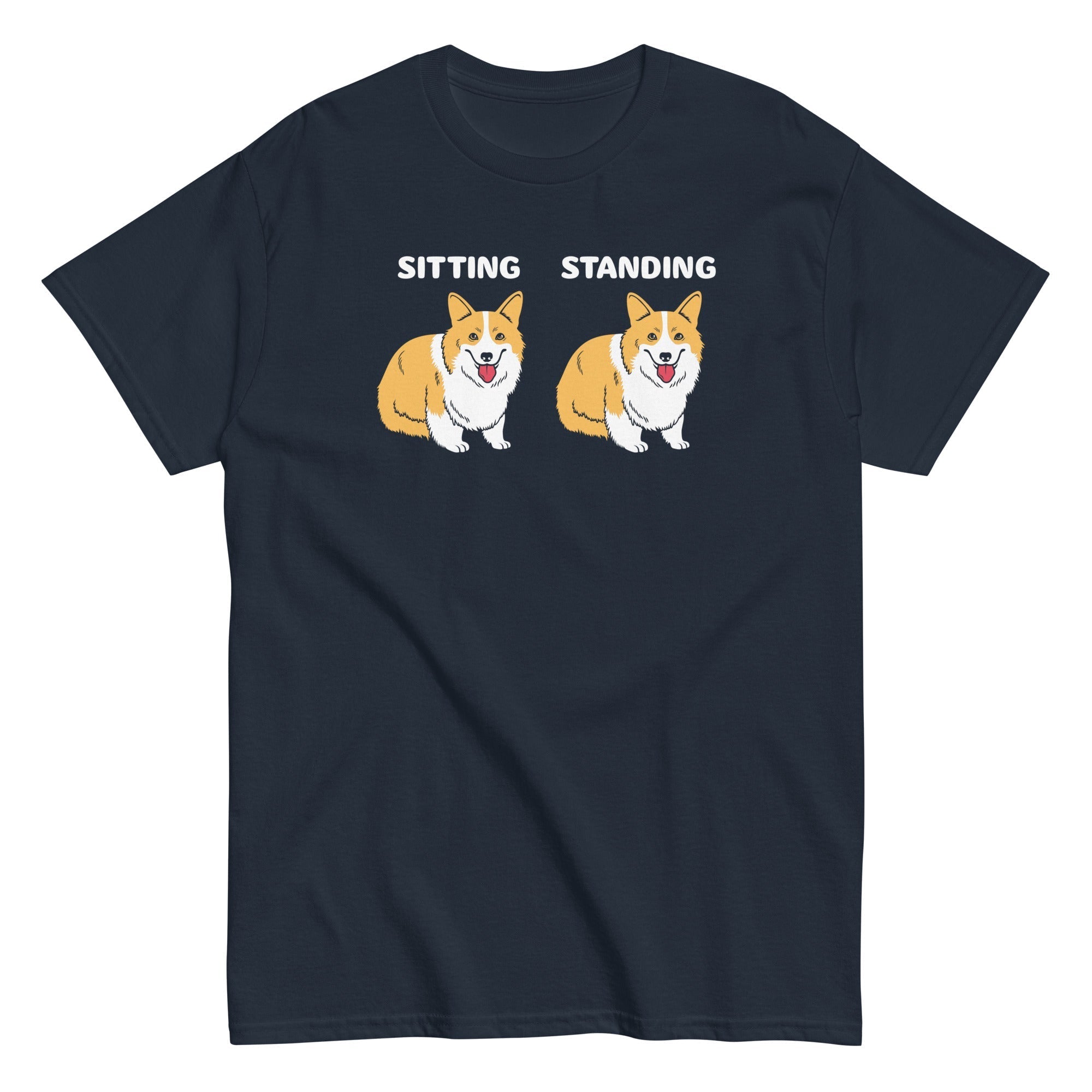 Corgi Sitting And Standing Men's Classic - Adult & Kids T-Shirts, Sweatshirts & Hoodies apparel design preview 1
