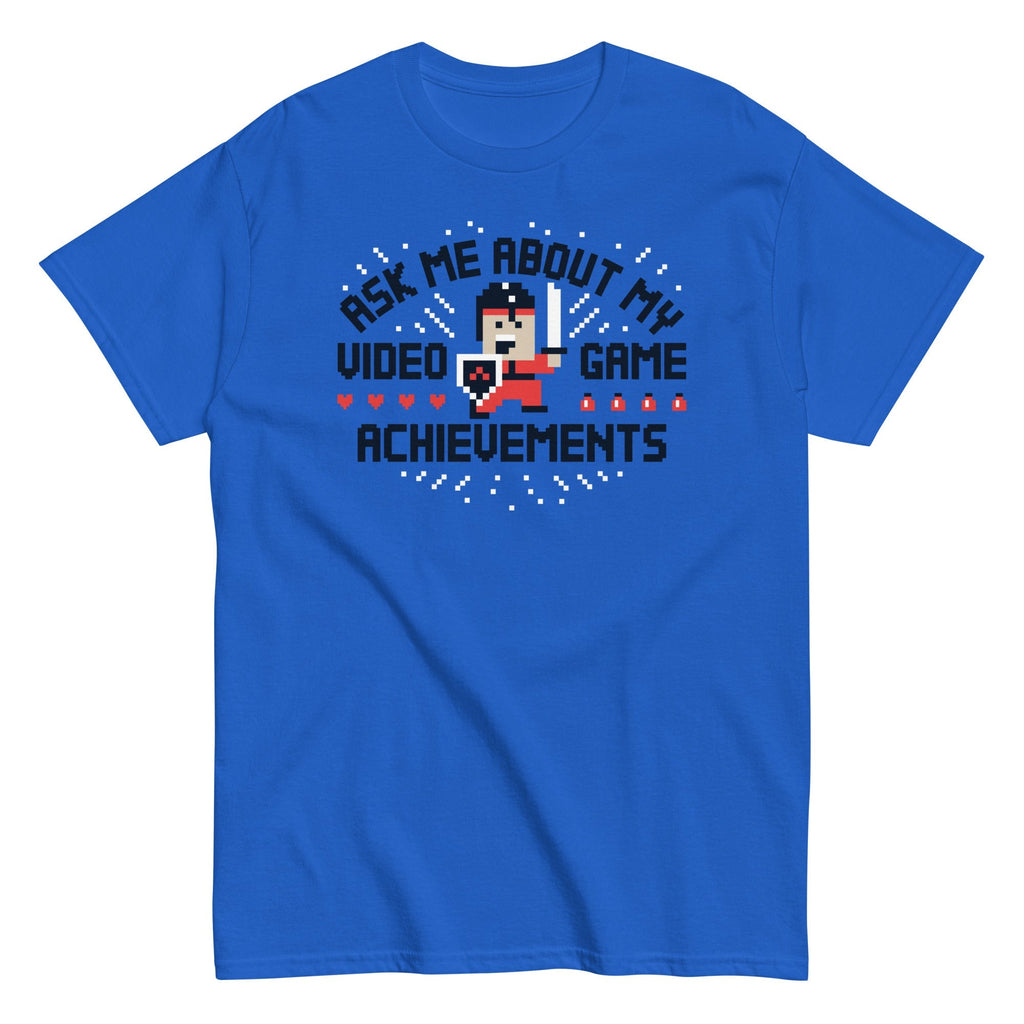 Ask Me About My Video Game Achievements Men's Classic - Adult & Kids T-Shirts, Sweatshirts & Hoodies apparel design preview 1